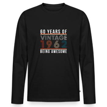 60 ans d’être génial 1962 cadeau - T-shirt manches longues Premium bio Homme - noir - Devant - Nico (187cm)