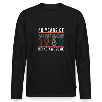40 Years Of Being Awesome 1982 Gift - Men's Premium Organic Long Sleeve Shirt - black - Front - Nico (187cm)