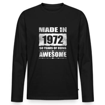 Made In 1972 50 Years Of Being Awesome - Männer Premium Bio Langarmshirt - Schwarz - Vorne - Nico (187cm)