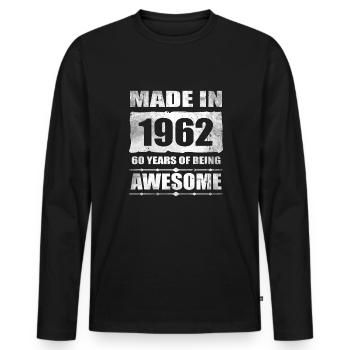 Made In 1962 60 Years Of Being Awesome - Männer Premium Bio Langarmshirt - Schwarz - Vorne - Nico (187cm)