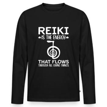 Reiki Spiritual - Reiki Master - Men's Premium Organic Long Sleeve Shirt - black - Front - Nico (187cm)