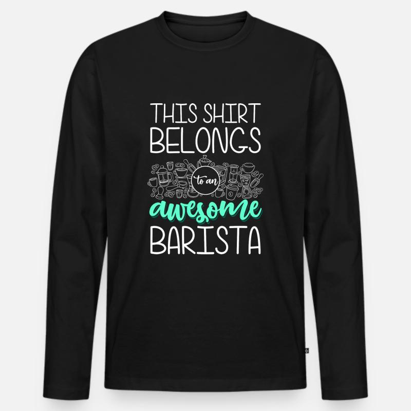 Barista Cafe Kaffeetasse Kaffeetrinker - Männer Premium Bio Langarmshirt - Schwarz
