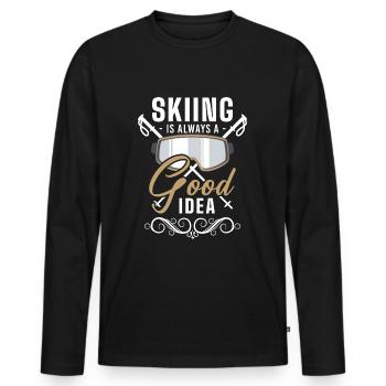Ski Alpen Pistensau skis - Men's Premium Organic Long Sleeve Shirt - black - Front - Nico (187cm)
