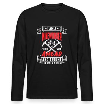 Bergmann Schaufel Hacke Grube - Men's Premium Organic Long Sleeve Shirt - black - Front - Nico (187cm)