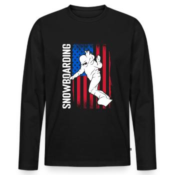 Snowboarder Snow Ski Holiday Pistensau - Men's Premium Organic Long Sleeve Shirt - black - Front - Nico (187cm)