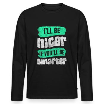 Black Humor Idiots Irony Boyfriend - Men's Premium Organic Long Sleeve Shirt - black - Front - Nico (187cm)