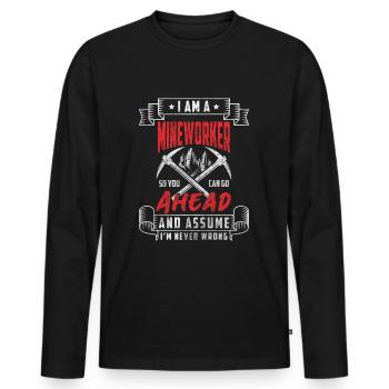 Miner Mine Miner - Men's Premium Organic Long Sleeve Shirt - black - Front - Nico (187cm)