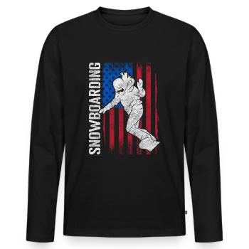 Snowboarder Board Sports d’hiver Vacances d’hiver - T-shirt manches longues Premium bio Homme - noir - Devant - Nico (187cm)