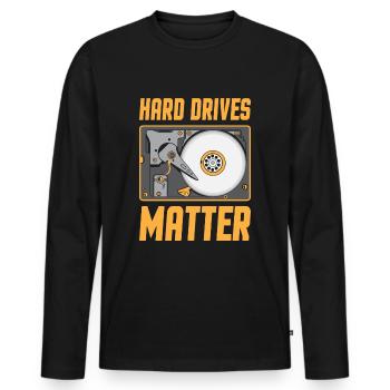 Disques durs comptent - Computer Nerd Gamer PC Geek - T-shirt manches longues Premium bio Homme - noir - Devant - Nico (187cm)