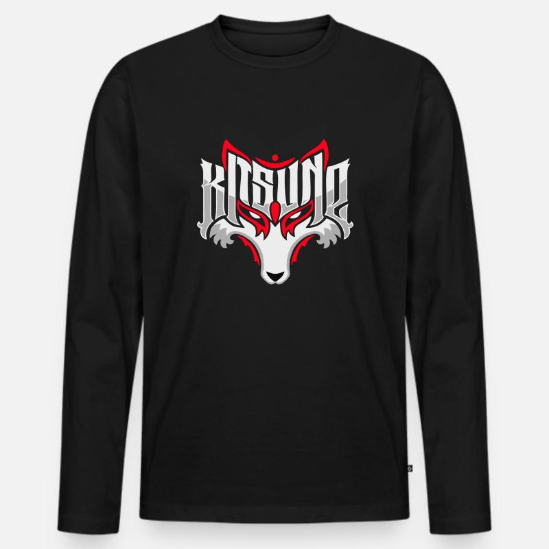 Kitsune - Männer Premium Bio Langarmshirt - Schwarz