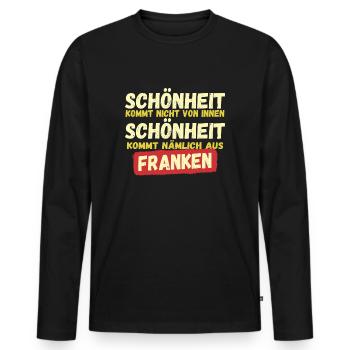Schönheit kommt aus Franken - Männer Premium Bio Langarmshirt - Schwarz - Vorne - Nico (187cm)