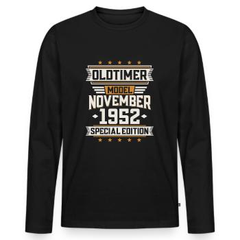 Novembre Année 1952 Anniversaire de voiture classique - T-shirt manches longues Premium bio Homme - noir - Devant - Nico (187cm)