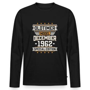 December Year 1962 Year of construction Oldtimer Birthday - Men's Premium Organic Long Sleeve Shirt - black - Front - Nico (187cm)