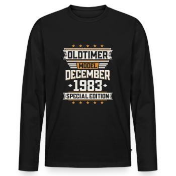 December Year 1983 Year of construction Oldtimer Birthday - Men's Premium Organic Long Sleeve Shirt - black - Front - Nico (187cm)