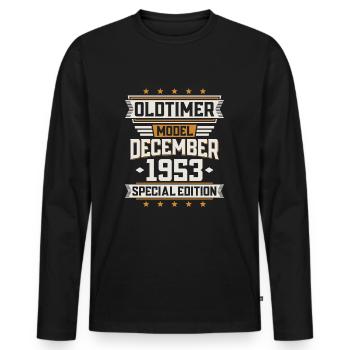 December Year 1953 Year of construction Oldtimer Birthday - Men's Premium Organic Long Sleeve Shirt - black - Front - Nico (187cm)