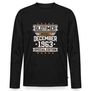 December Year 1963 Year of construction Oldtimer Birthday - Men's Premium Organic Long Sleeve Shirt - black - Front - Nico (187cm)