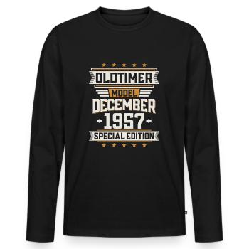 December Year 1957 Year of construction Oldtimer Birthday - Men's Premium Organic Long Sleeve Shirt - black - Front - Nico (187cm)