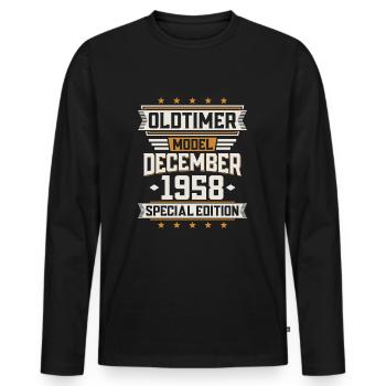 Dezember Jahrgang 1958 Baujahr Oldtimer Geburtstag - Männer Premium Bio Langarmshirt - Schwarz - Vorne - Nico (187cm)