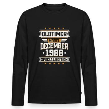 December Year 1988 Year of construction Oldtimer Birthday - Men's Premium Organic Long Sleeve Shirt - black - Front - Nico (187cm)