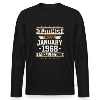 January Year 1968 Year of construction Oldtimer Birthday - Men's Premium Organic Long Sleeve Shirt - black - Front - Nico (187cm)