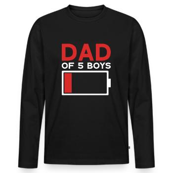 DAD OF 5 BOYS - Men's Premium Organic Long Sleeve Shirt - black - Front - Nico (187cm)