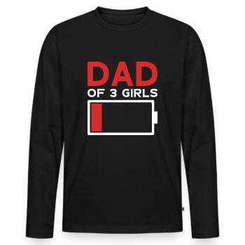 DAD OF 3 GIRLS - Men's Premium Organic Long Sleeve Shirt - black - Front - Nico (187cm)