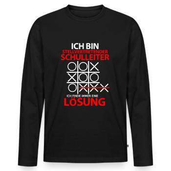 Stellvertretende Schulleiter Schulleitung Spruch - Männer Premium Bio Langarmshirt - Schwarz - Vorne - Nico (187cm)