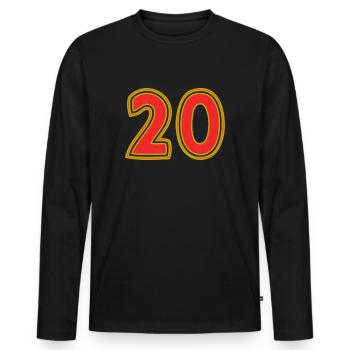 20. 20 YEARS. 20th ANNIVERSARY. 20 YEARS ANNIVERSARY. - Men's Premium Organic Long Sleeve Shirt - black - Front - Nico (187cm)