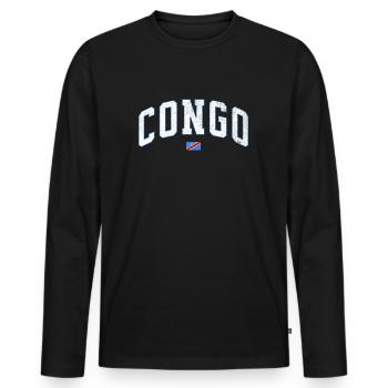 RD Congo Design : un style congolais vibrant - T-shirt manches longues Premium bio Homme - noir - Devant - Nico (187cm)