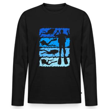 Plongée rétro vintage Plongée Plongée Plongeurs - T-shirt manches longues Premium bio Homme - noir - Devant - Nico (187cm)