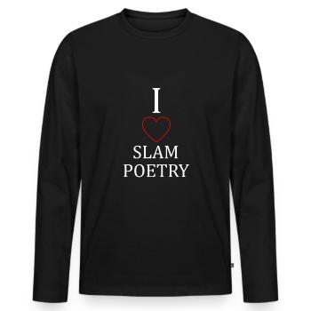 I Love Poetry Slam - Männer Premium Bio Langarmshirt - Schwarz - Vorne - Nico (187cm)