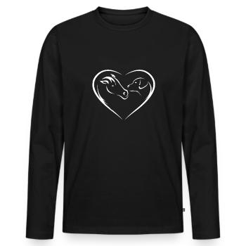 Hund Und Pferd Herz Geschenk - Männer Premium Bio Langarmshirt - Schwarz - Vorne - Nico (187cm)