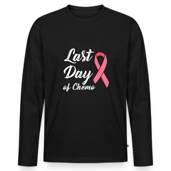 Dernier jour de la chimio Krebs Journée mondiale contre le cancer - T-shirt manches longues Premium bio Homme - noir - Devant - Nico (187cm)