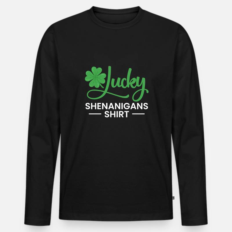 Lukcy Shenanigans Shirt - Männer Premium Bio Langarmshirt - Schwarz