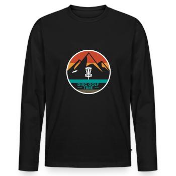 Vintage Retro Disc Golf Time Gift - Men's Premium Organic Long Sleeve Shirt - black - Front - Nico (187cm)