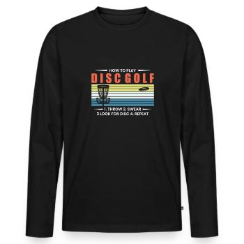 Comment jouer au Disc Golf ... Cadeau - T-shirt manches longues Premium bio Homme - noir - Devant - Nico (187cm)