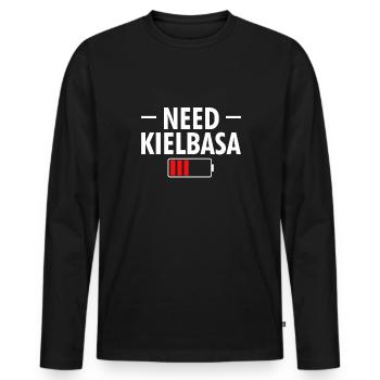 Besoin Kielbasa Cadeau Pologne Pôle - T-shirt manches longues Premium bio Homme - noir - Devant - Nico (187cm)