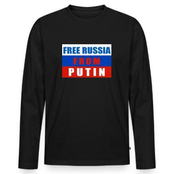 Libérez la Russie de Poutine - T-shirt manches longues Premium bio Homme - noir - Devant - Nico (187cm)