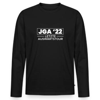 JGA 22 Letzte Auswärtstour - Männer Premium Bio Langarmshirt - Schwarz - Vorne - Nico (187cm)