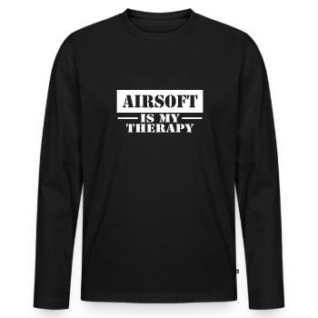 Airsoft est mon cadeau de thérapie - T-shirt manches longues Premium bio Homme - noir - Devant - Nico (187cm)
