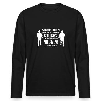 Some men were made to remind ... Military Saying - Men's Premium Organic Long Sleeve Shirt - black - Front - Nico (187cm)