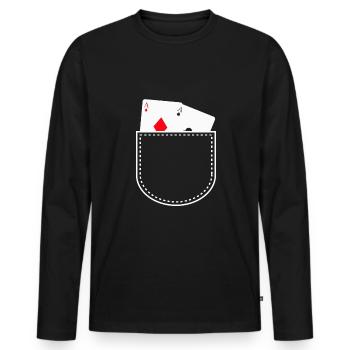 Poker Karten ASS Geschenk Poker Spieler Shirt - Männer Premium Bio Langarmshirt - Schwarz - Vorne - Nico (187cm)