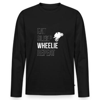 Eat Sleep Wheelie Repeat Gift Super Athlete - Men's Premium Organic Long Sleeve Shirt - black - Front - Nico (187cm)