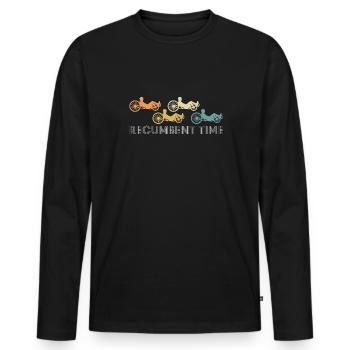 Vintage Rétro Couché Temps Cadeau Couché Couché - T-shirt manches longues Premium bio Homme - noir - Devant - Nico (187cm)