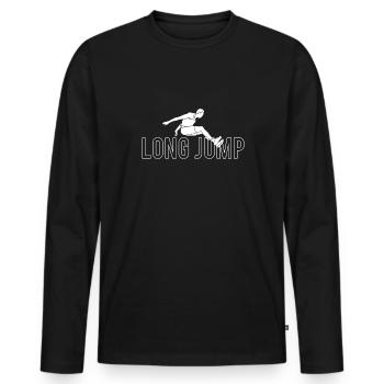 Long Jump Shirt Gift Long Jump - Men's Premium Organic Long Sleeve Shirt - black - Front - Nico (187cm)