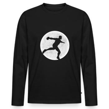 Mond Discus Werfer Shirt Geschenk - Männer Premium Bio Langarmshirt - Schwarz - Vorne - Nico (187cm)