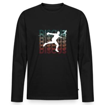 Vintage Retro Discus Thrower Thrower Shirt Cadeau - T-shirt manches longues Premium bio Homme - noir - Devant - Nico (187cm)