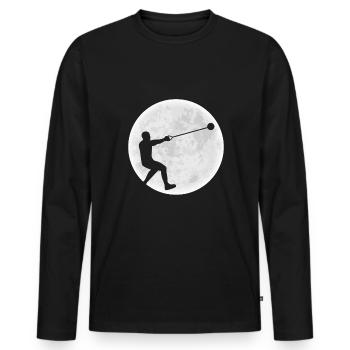 Mond Hammerwurf Shirt Geschenk - Männer Premium Bio Langarmshirt - Schwarz - Vorne - Nico (187cm)