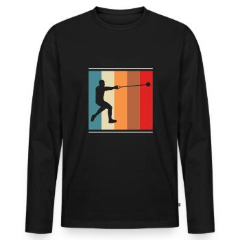 Vintage Retro Hammer Thrower Hammer Throw Shirt - T-shirt manches longues Premium bio Homme - noir - Devant - Nico (187cm)