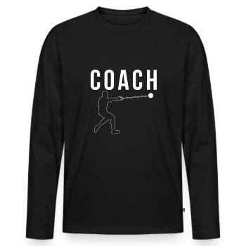 Hammerwurf Coach Trainer Shirt Geschenk - Männer Premium Bio Langarmshirt - Schwarz - Vorne - Nico (187cm)
